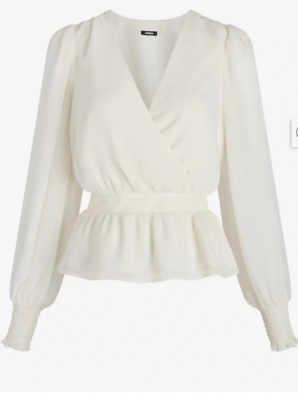 Express V-Neck Smocked Cuff Peplum Top - Picture 6 of 12